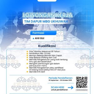 Lowongan Ahli Gizi MBG Yayasan Ukhuwah – Banjarmasin