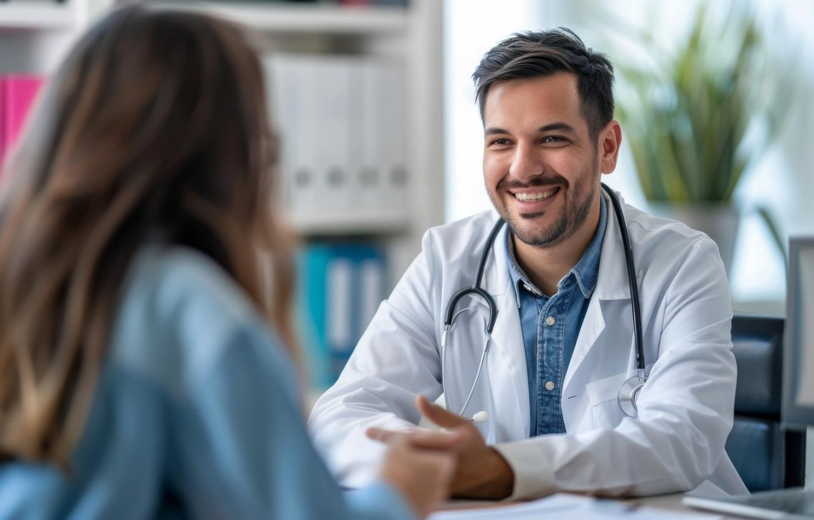 Konsultasi masalah sakit kepala ke dokter.